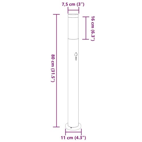 Stupić sa senzorom 3 kom 80 cm nehrđajući čelik IP44 Cijena