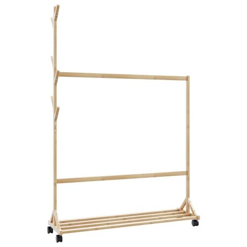 Stalak za odjeću s kukama i kotačima 100x35x157 cm bambus Cijena