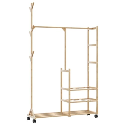 Stalak za odjeću s policama i kotačima 100x38x175,5 cm bambus Cijena