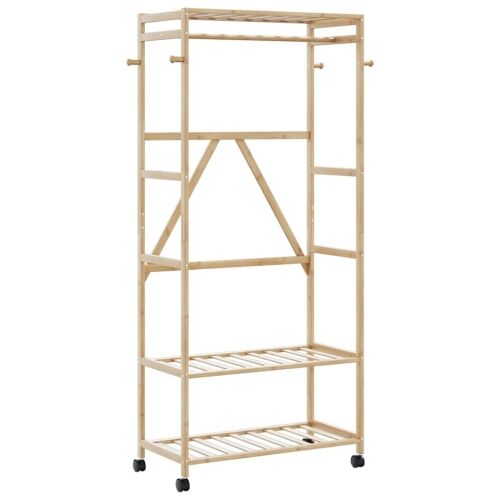 Stalak za odjeću s policama i kotačima 90x40x179,5 cm bambus - 90 cm 1 s kotačima 1 Cijena
