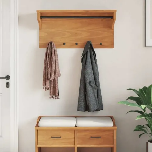 Zidna vješalica za kapute SANDNES 87x30x42 cm Masivno drvo bor - Završna obrada od bagrema Cijena
