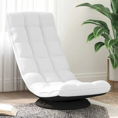 Okretna podna stolica bijela 70x51x79 cm tkanina - Bijela Cijena