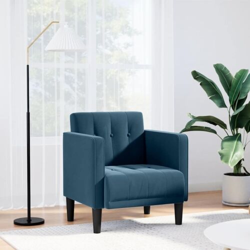 Sofa s naslonima za ruke plava 53 cm baršunasta - Plava 1 Plava Cijena