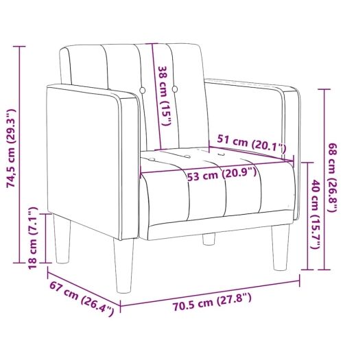 Sofa s naslonima za ruke plava 53 cm baršunasta - Plava 1 Plava Cijena