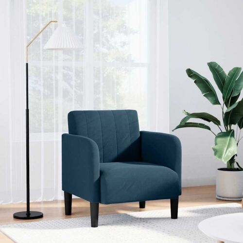 Sofa s naslonima za ruke plava 54 cm baršunasta - Plava 1 Plava Cijena