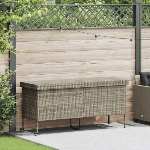 Vrtna kutija za pohranu s kotačima svijetlosiva 160x55x75 cm poli ratan - Svjetlosiva 160 x 55 x 75 cm Svjetlosiva 160 x 55 x 75 Cijena