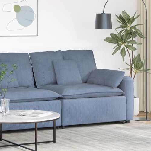 Modularni kauč s naslonom za ruke i jastucima plavi 100 cm - Plava Kutna sofa Plava Kutna sofa Cijena
