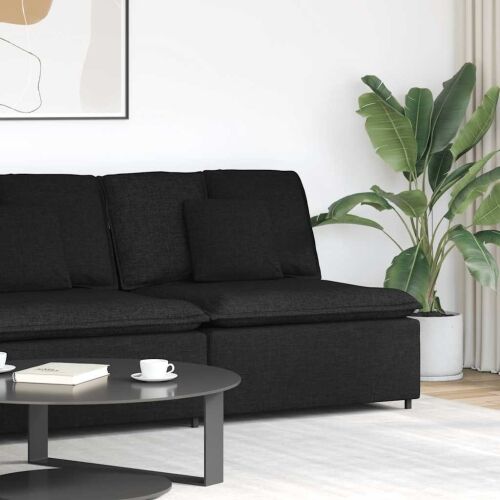 Modularni Sofa Centralni Modul s Jastucima Crni 100 cm - Crna Središnja sofa Crna Središnja sofa Cijena