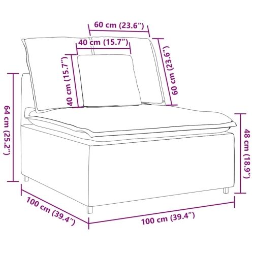Modularni Sofa Centralni Modul s Jastucima Crni 100 cm - Crna Središnja sofa Crna Središnja sofa Cijena