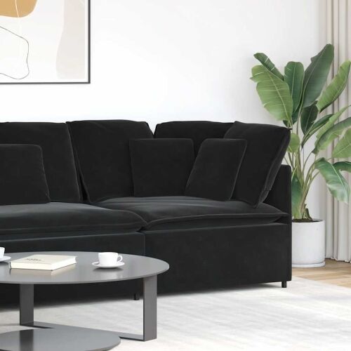 Modularna Kutna Sofa s Jastucima Crna 100 cm - Crna kutna sofa Crna kutna sofa Cijena