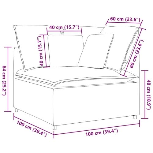 Modularna Kutna Sofa s Jastucima Crna 100 cm - Crna kutna sofa Crna kutna sofa Cijena