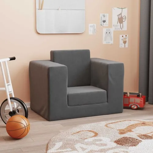 Dječji kauč na razvlačenje antracit mekani plišani - Antracit Sofa Cijena